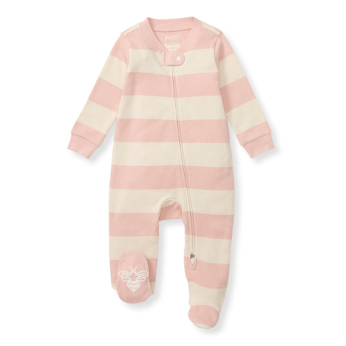 Rugby Stripe Organic Cotton Sleep & Play - Pink Sand
