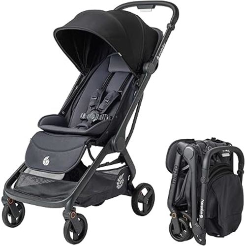 Ergobaby Metro 3 All in One Compact Baby Stroller - Foldable, Lightweight Travel Stroller - Easy One-Hand Fold for Overhead Airplane Storage (Carries up to 50 lbs) - Car Seat Compatible - Onyx Black