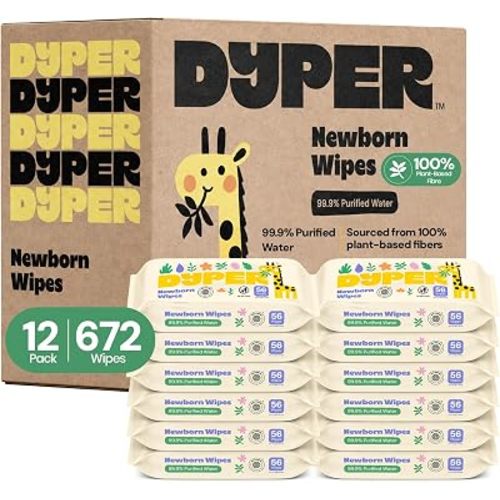 DYPER Newborn Sensitive Baby Wipes Unscented 99.9% water wipe (12 Pack)