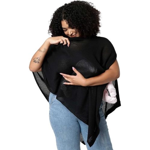 We are Amma | The Cocoon™ - Newborn Essentials Must Haves: Nursing Cover for Breast Feeding Essentials | Nursing Sweater Used as Breastfeeding Cover (Black, Plus Size)