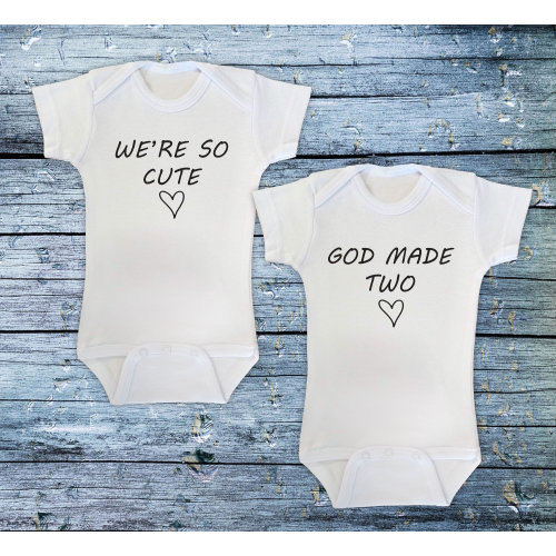Twin Baby Bodysuits, We're So Cute, God Made Two, Boys Twin Shirts, Twin Sister Tops, Sibling Twins Baby Boy Shower Gift, New Twin Baby Gift