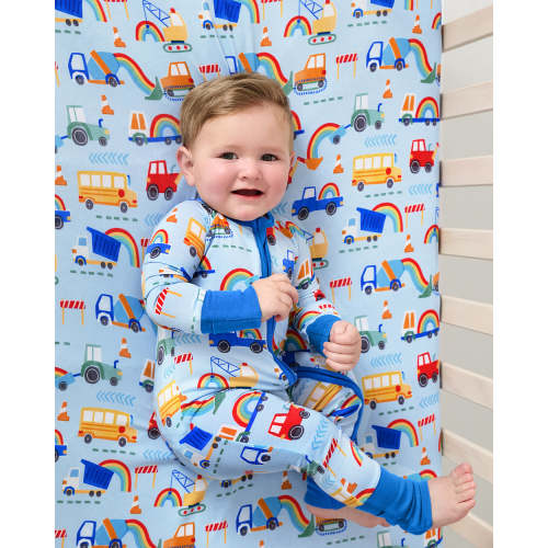 Rainbow Trucks Fitted Crib Sheet | Little Sleepies