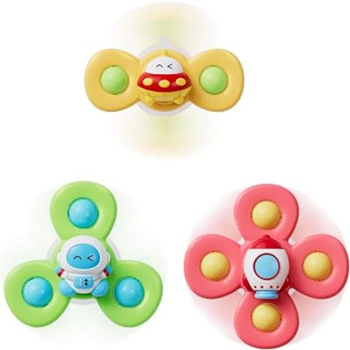 LiKee Strong Suction Cup Fidget Rotating Sensory Bath Toys for Baby