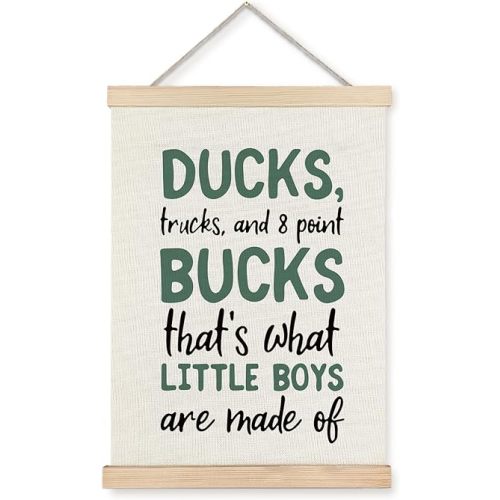 Supwhd Boys Room Decor, Ducks Trucks and 8 Point Bucks Poster Hanger Frame, Boy Nursery Wall Decor for Toddler Little Boy Kids Room Playroom Nursery, 12x16 Inches