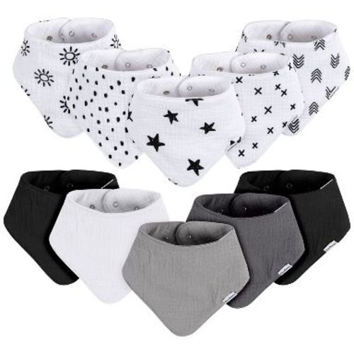 Gerber Neutral Baby Muslin Bandana Bibs - Multi Whites - One Size Fits Most - 10-Pack