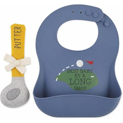 Mud Pie Baby Golf Bib and Rattle Set