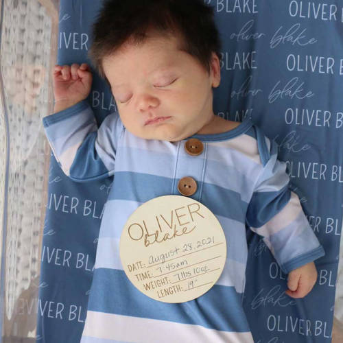 Personalized Baby Name Wood Announcement | Birth Stats Classic Duo