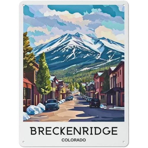 FZYZMSQ Breckenridge Colorado Metal Sign Poster Vintage Travel Printing Decor Gift Art Poster Wall Decoration Style12x16inch(30x40cm)