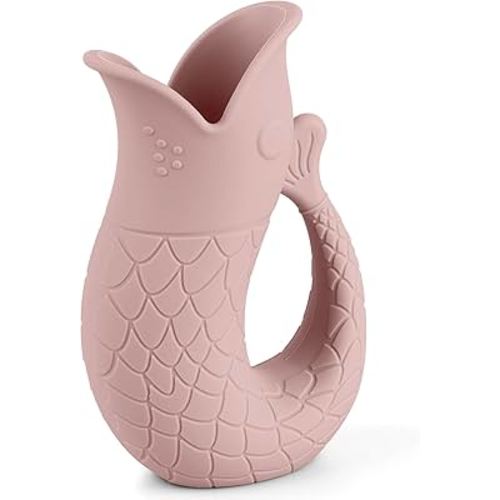 Baby Bath Rinse Cup, Silicone Shampoo Washing Rinse Cup for Kids, Bath Rinse Cup with Handle (Blush)