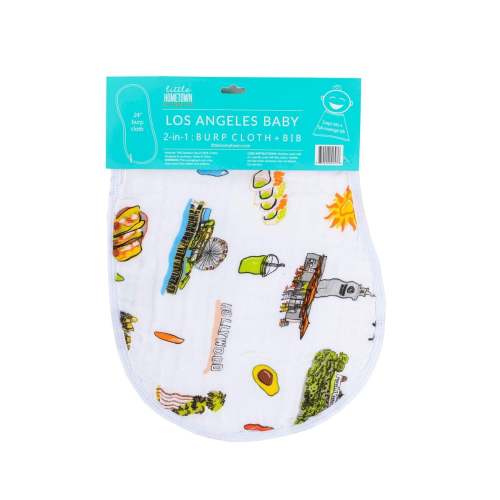 Los Angeles California Baby Burp Cloth and Bib 2 in 1 Breathable Bamboo Blend