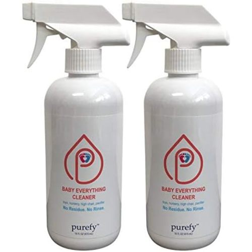 PUREFY Baby Everything Cleaner. Hypoallergenic. No Residue. Unscented. No Rinse. Baby Safe cleaner for Toys, Pacifier, High Chair, and Nursery. (16oz, 2pk)