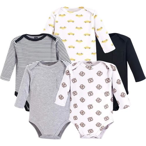 Hudson Baby baby-boys Cotton Long-sleeve Bodysuits 5-pack