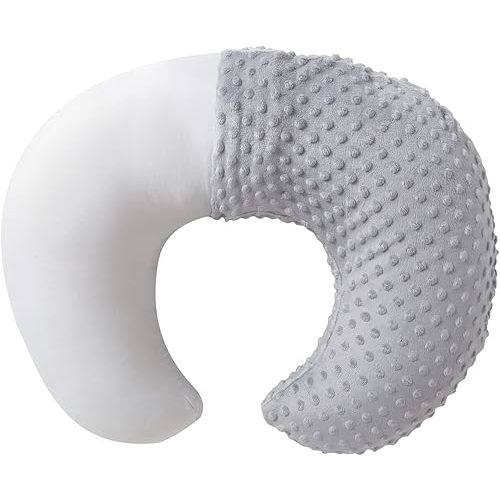 Nursing Pillow and Positioner with Cover for Breastfeeding and Bottle Feeding, Propping Baby, Tummy Time, Baby Sitting Support, Awake-Time Support (Grey, 22" x 17.7" x 5.9")