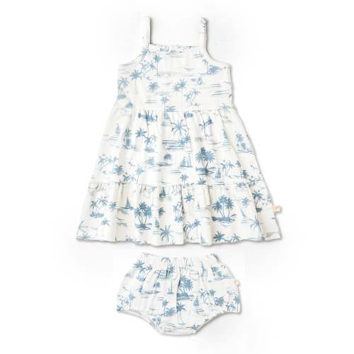 Organic Strap Tiered Dress - Coastal