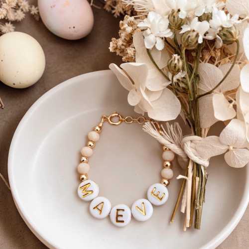 Custom Baby Name Bracelet| Custom Easter Basket Stuffer for Girls| Toddler Bracelet for Easter Dress| Custom Kid Jewelry for Easter Gift