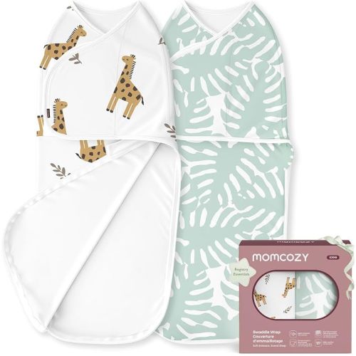 Momcozy Swaddles for Newborns, Quiet Fastener Swaddle Suitable for Infant 0-3 Months, New-Parent-Friendly Sleep Sack, Reduce Startle Reflex, Newborn Boys Girls Registry Essentials, 2-Pack, Bravery