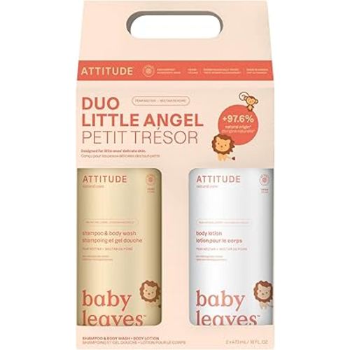 Amazon.com: ATTITUDE Baby 2-in-1 Shampoo & Body Wash and Baby Lotion Set, EWG Verified, Dermatologically Tested Soap and Moisturizing Cream, Vegan, Unscented, 16 Fl Oz each : Baby