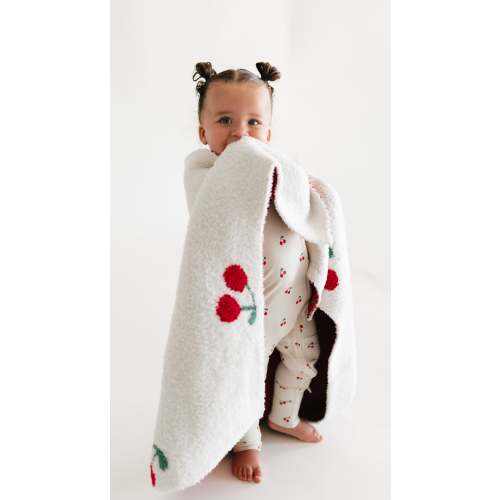 Baby Plush Throw Blanket in Cream Cherries – Silks