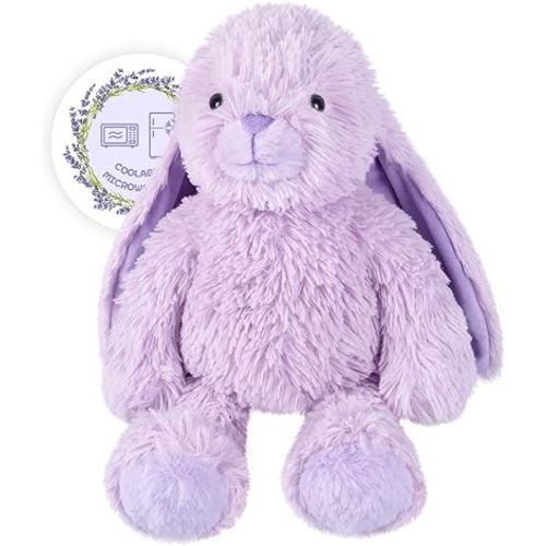 Heatable & Coolable Purple Bunny Stuffed Animal Heating Pad for Soothing & Relaxation, Lavender Purple Bunny Plush for Discomfort, Rabbit Stuffed Animals for Kids, Bunny Plushies Gifts