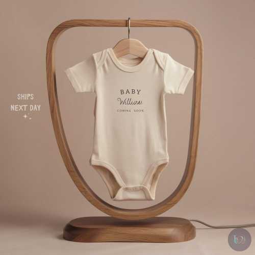Personalized Announcement Baby Outfit - Vintage Bodysuit - Natural Coming Soon Outfit - Best Gift