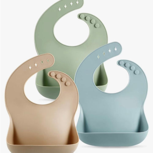 PandaEar Set of 3 Silicone Baby Bibs Waterproof, Soft, Unisex, 10-72 Months