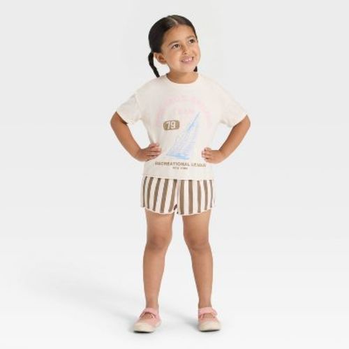 Grayson Mini Toddler Girls' Los Angeles T-Shirt and Shorts Set - Cream