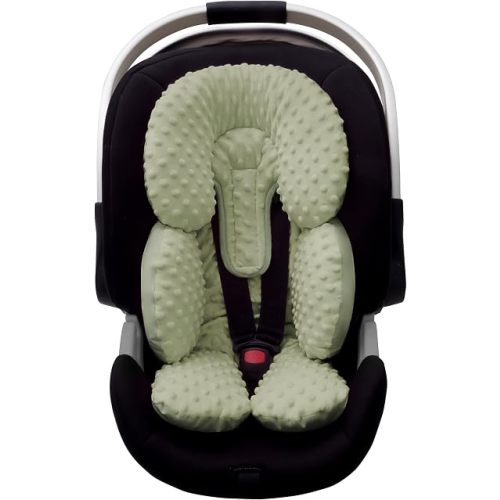 Pro Goleem Infant Car Seat Insert, Baby Head Neck Body Support, Soft Minky Newborn Car Seat Insert, 2-in-1 Reversible, Boys and Girls, Green