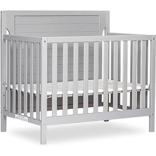 Dream On Me Bellport 4-in-1 Convertible Mini Baby Crib, Compact Design in Pebble Grey, GreenGuard Gold & JPMA, Non-Toxic, Sustainable Pinewood, Converts to Mini Daybed & Twin Bed, 1″ Mattress Pad