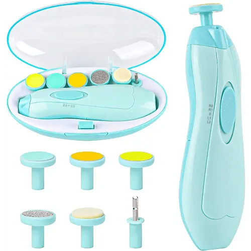 Baby Nail Trimmer Electric, Lupantte Safe Baby Nail File, Baby Nail Clippers with Light and 6 Grinding Pads for Newborn Infant Toddler or Adults Toes and Fingernails, Kids Nail Care, Polish and Trim