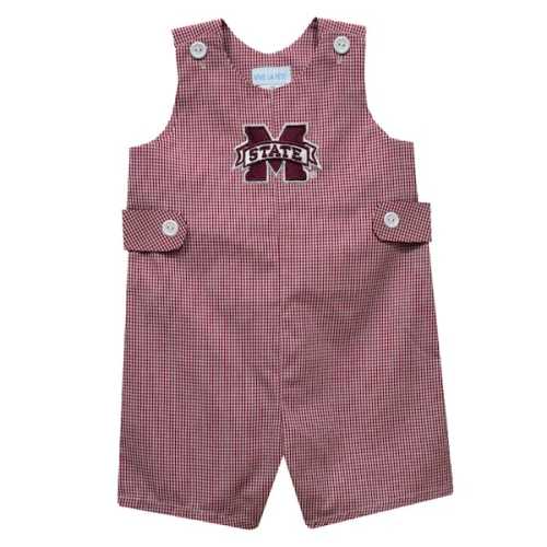 Mississippi State Bulldogs Vive La Fete Infant Gingham Jon Jon Romper - Maroon