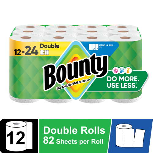 Bounty, Paper Towels, Select-A-Size, 12 Double Rolls, White