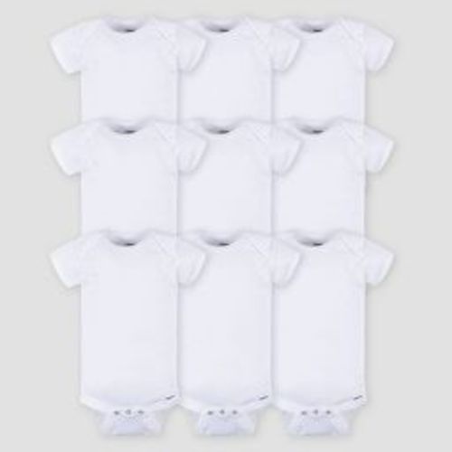 Gerber Baby 9pk Short Sleeve Onesie - White Newborn