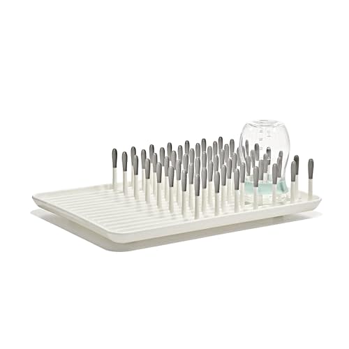 OXO Tot Baby Bottle Drying Rack with Drain Board, Portable Drying Rack | Newborn Essential, Dries Bottles And Accessories, Built-In Drain Board, Compact Design, Easy To Clean
