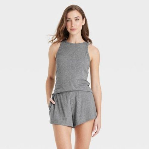 Women's Ribbed Tank And Shorts Pajama Set - Auden™ Gray L