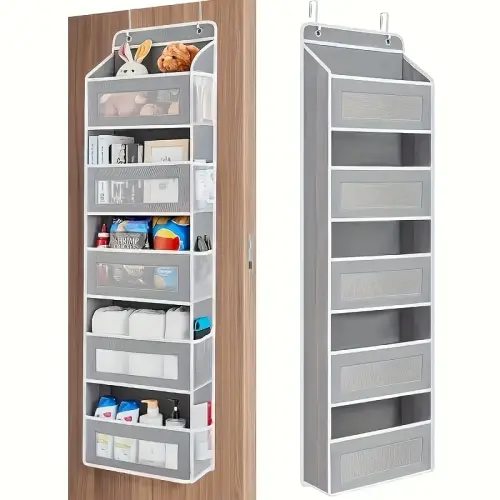 Over The Door Organizer Storage, 5 Shelf Heavy Duty Hanging Storage Organizer for bedroom, bathroom and baby room storage White