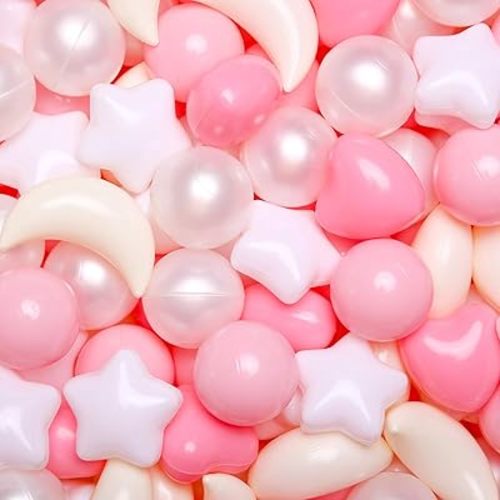 TRENDPLAY Star Ball Pit Balls Set: Vibrant Mix of Shapes - 50 100 200 500 Mix Stars Moon Shapes for Kids, Perfect for Parties, Playtime