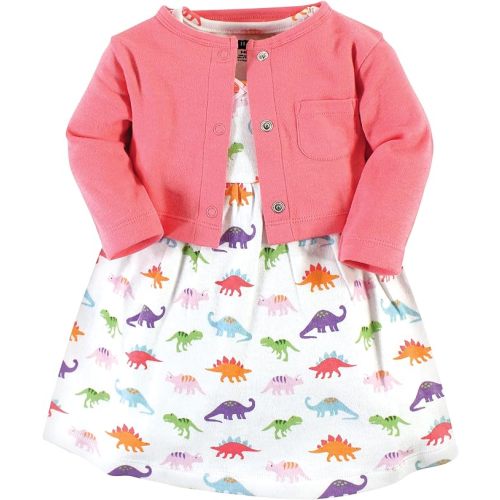 Hudson Baby Infant and Toddler Girls Cotton Dress and Cardigan Set