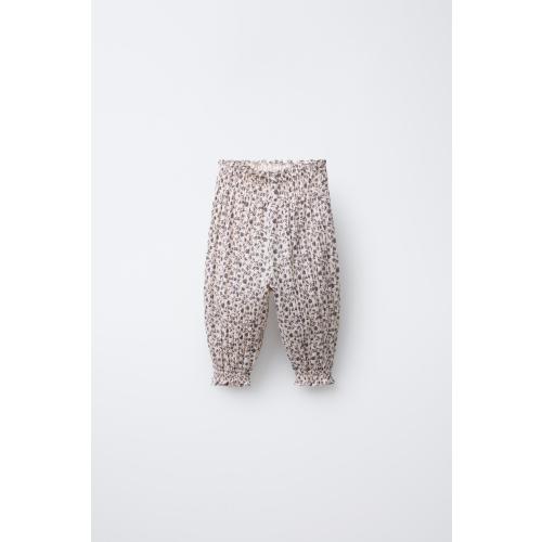 FLORAL TEXTURED PANTS - Ecru | ZARA United States