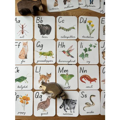 The Woodland Alphabet, Nature Printable Cards for Kids, forest alphabet cards, Printable Educational Flashcards