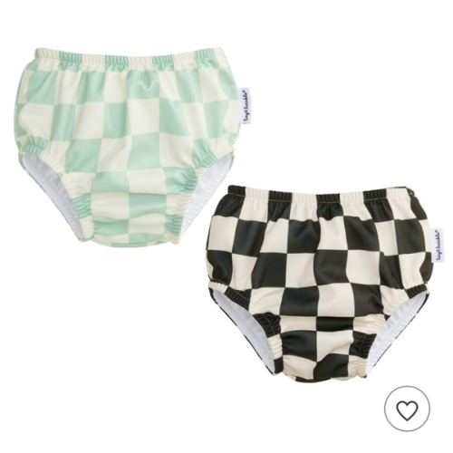 Tiny Twinkle 2-Pack Pull-Up Reusable Swim Diapers, UPF 50+, Waterproof & Machine Washable(Sage,Black Checkers,6-12M)