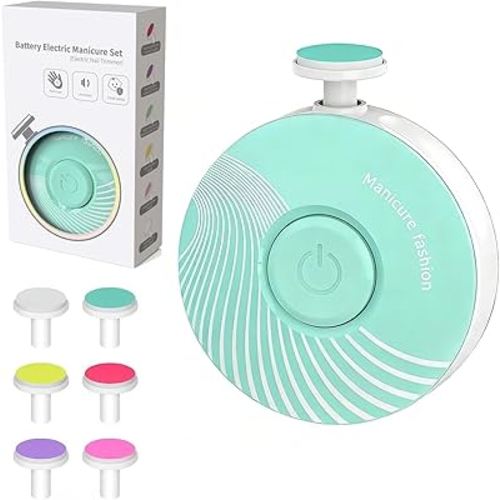 Electric Baby Nail Trimmer, Baby Nail File, Baby Nail Clippers, 6 Grinding Heads, Safe Quiet Baby Nail Grooming Care Kit for Newborn Infant Toddler Adult Battery Operated (Not Included)