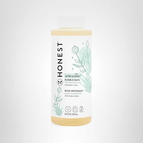 The Honest Company Foaming Bubble Bath | Gentle for Baby | Naturally Derived, Tear-free, Hypoallergenic | Fragrance Free Sensitive, 12 fl oz