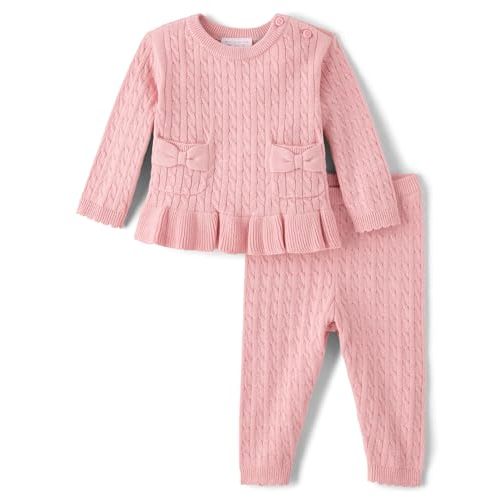 The Children's Place Baby Girls' And Newborn Long Sleeve Sweater and Pants, 2 Piece Playwear Set