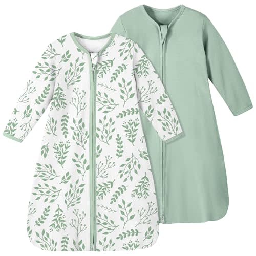 Yoofoss Baby Sleep Sack 0-3 Months 100% Organic Cotton Long Sleeve Wearable Blanket Baby 2-Way Zipper 0.5 Tog Newborn Sleeping Sack, Lightweight