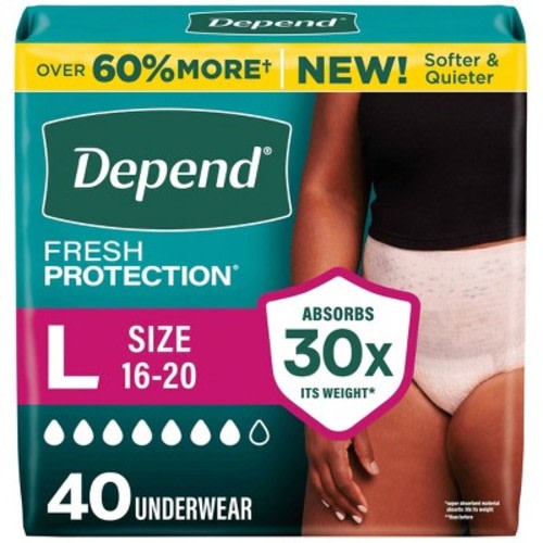 Depend Fresh Protection Adult Incontinence & Postpartum Underwear for Women - Maximum Absorbency - L - Blush - 40ct