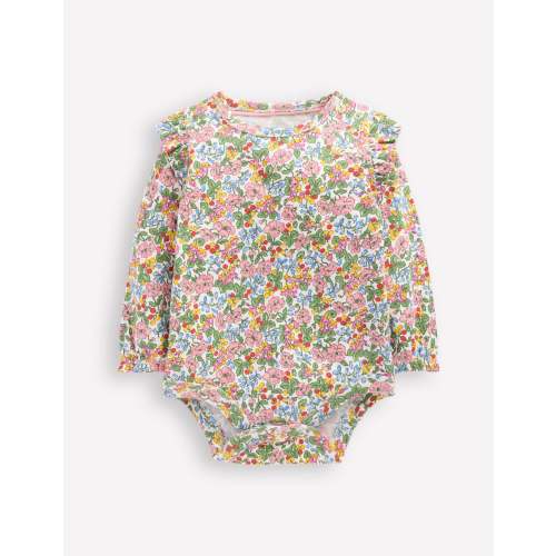 Frill Shoulder Body-Soft Ivory Berry Floral