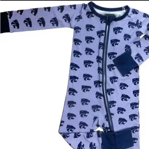 K-State Wildcats LAVENDER Baby Double Zipper Romper Pajamas - 6239619