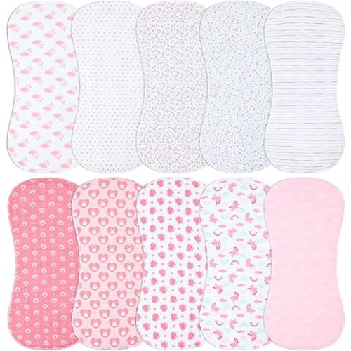 10-Pack Burp Cloths for Baby Boys and Girls - Organic Baby Burp Cloth,Baby Washcloths, Burp Rags, Large Neutral Burp Clothes for Newborn