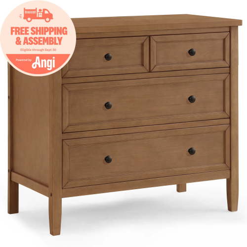 Delta Children Epic 3 Drawer Dresser with Interlocking Drawers, Chestnut
