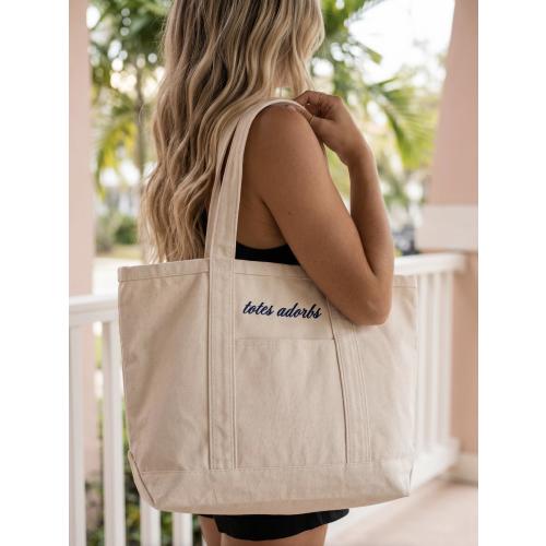 Custom Canvas Sailboat Tote Bag with Zipper, Custom Text Tote Bag, Bridesmaid Gift, Embroidered Tote, Bridal Party Bag, Bachelorette Gift